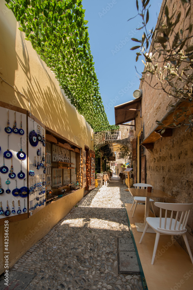 Obraz premium Souvenir stalls on the Greek Island of Rhodes