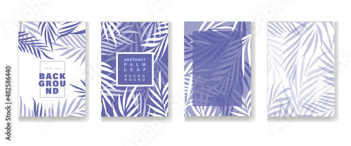 A set of covers with tropical leaves. Abstract palm leaves in very peri color. For brochure template, menu, invitation