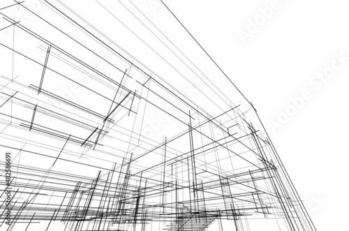 abstract architectural sketch on white background