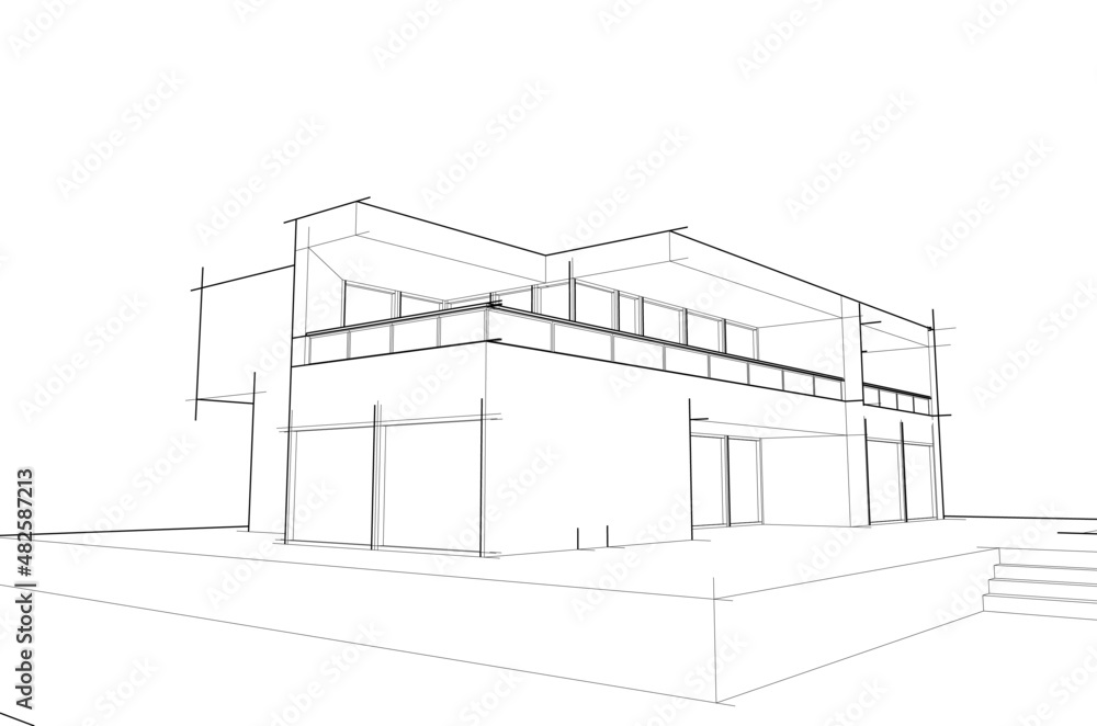 sketch of building on white background sketch of building on white background