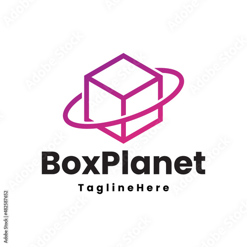 modern box planet logo design