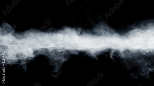 Abstract fog or smoke move isolated on black background. White cloudiness, mist, smoke or smog background.