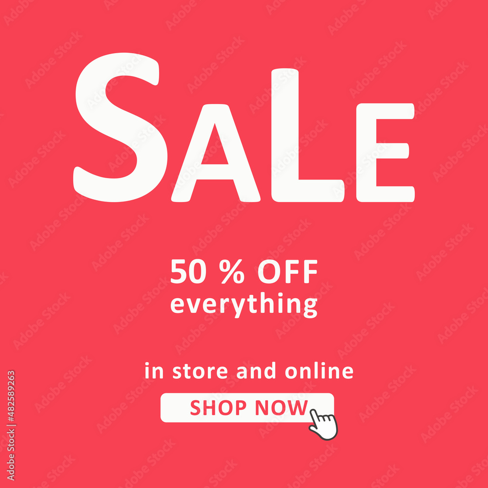 Red SALE advertising banner with call to action button. Vector illustration. Red SALE advertising banner with call to action button. Vector illustration.