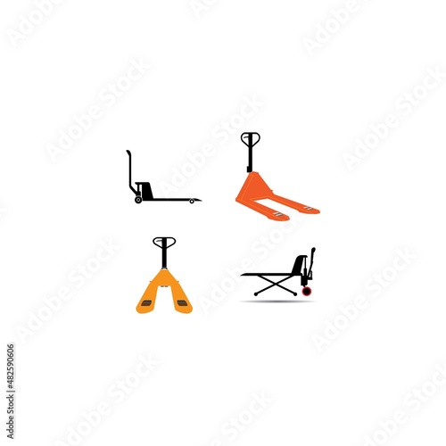 Hand pallet lift sign, Hand Pallet Truck Logo Template vector icon illustration