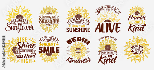 Sunflower SVG Bundle , sunflower motivational quotes, typography for t-shirt, poster, sticker and card
