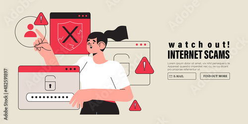Person noticed suspicious activity or log-in attempts on account, information or personal data leak. Danger sign password was corrupted. Internet fraud or scam attack victim try to change password.