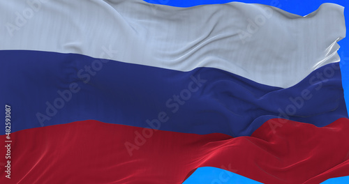 Amazing loop of big waving Russian flag.