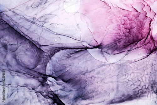 Abstract pink gray watercolor background. Paint stains and wavy spots in water, luxury fluid liquid art wallpaper