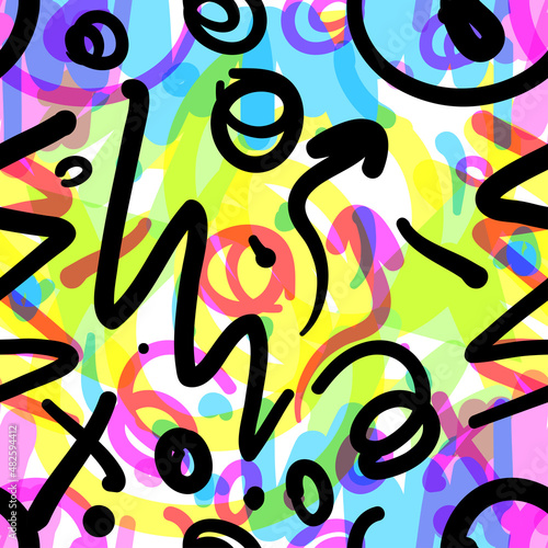 Retro 80s or 90s fashion style abstract seamless pattern background. Memphis inspired. Good for vintage textile fabric design, wrapping paper and website wallpapers. Vector illustration.