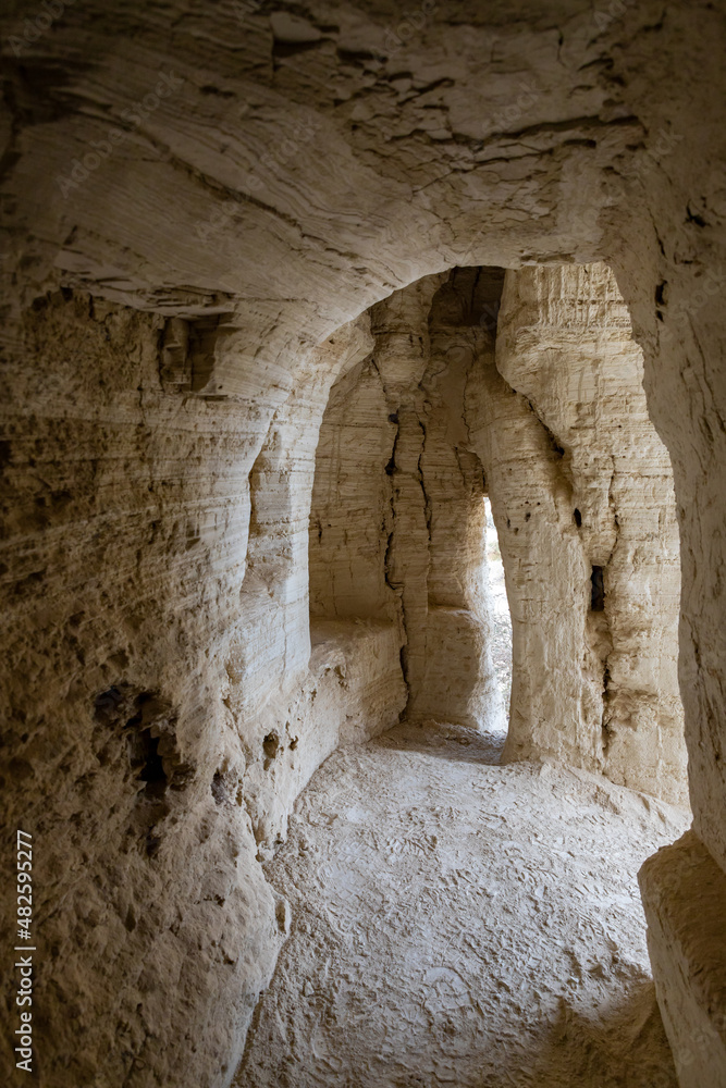 The caves  of the hermits are located near the Deir Hijleh Monastery - Monastery of Gerasim of Jordan in the Judean Desert in Israel