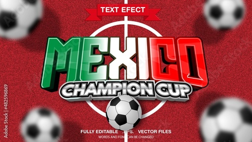 3d editable text effect mexico football theme premium vector