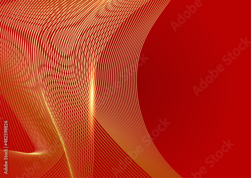 Abstract line red gold cover design background