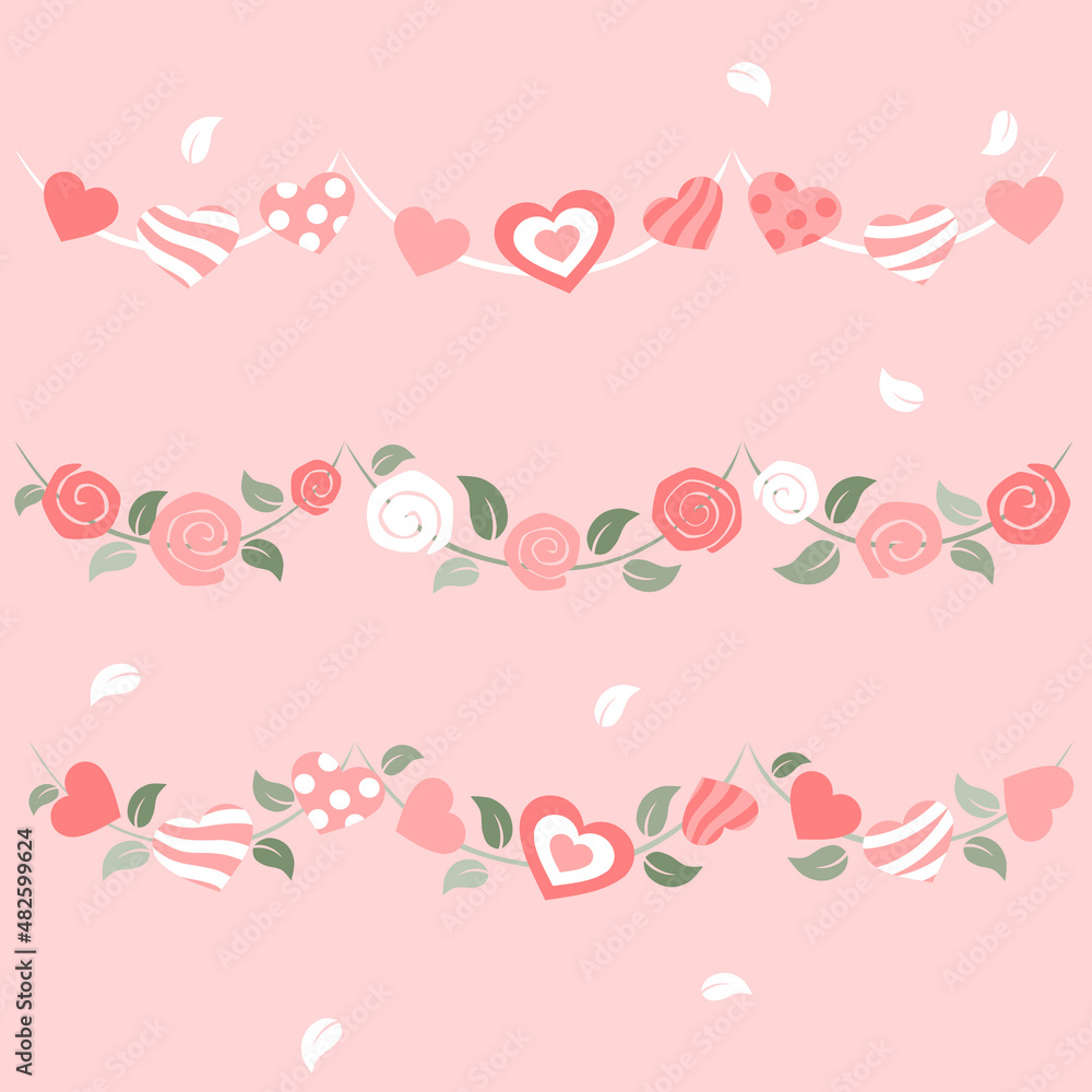 Heart and roses bunting - valentine Heart and roses bunting - valentine