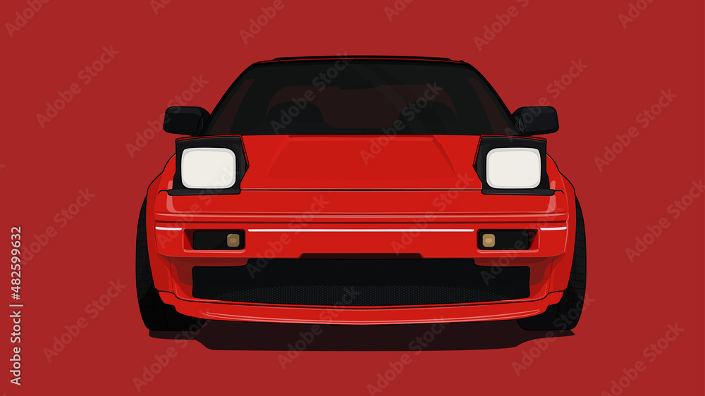 Toyota Retro Car illustration - Front
