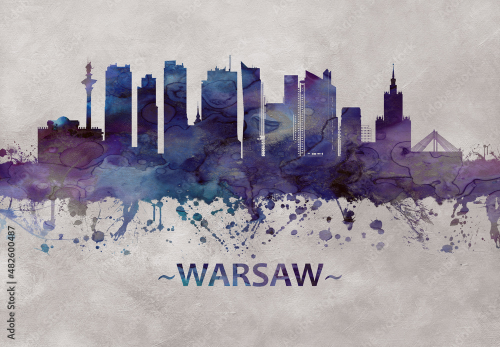 Warsaw Poland skyline - obrazy, fototapety, plakaty 