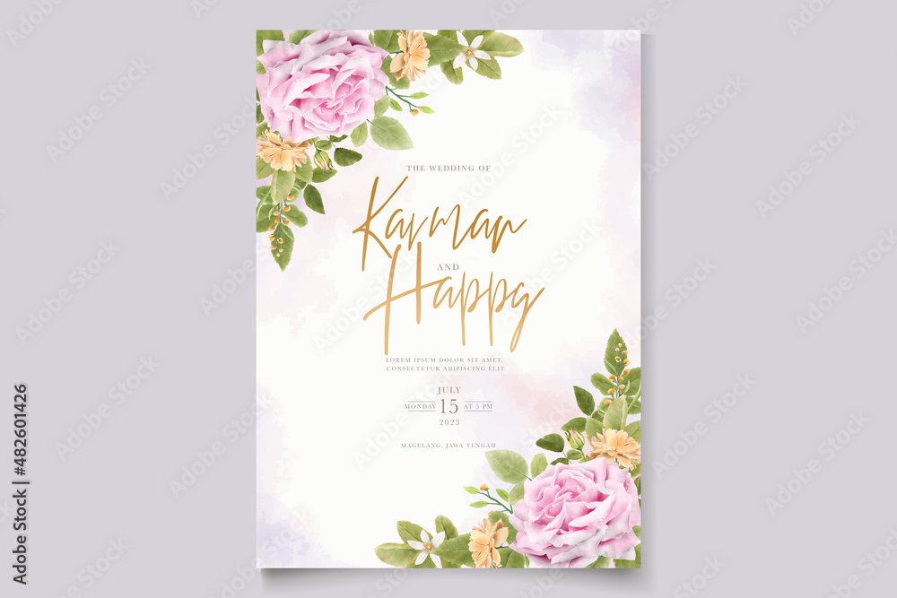 Elegant Soft Rose Wedding Invitation Set Elegant Soft Rose Wedding Invitation Set