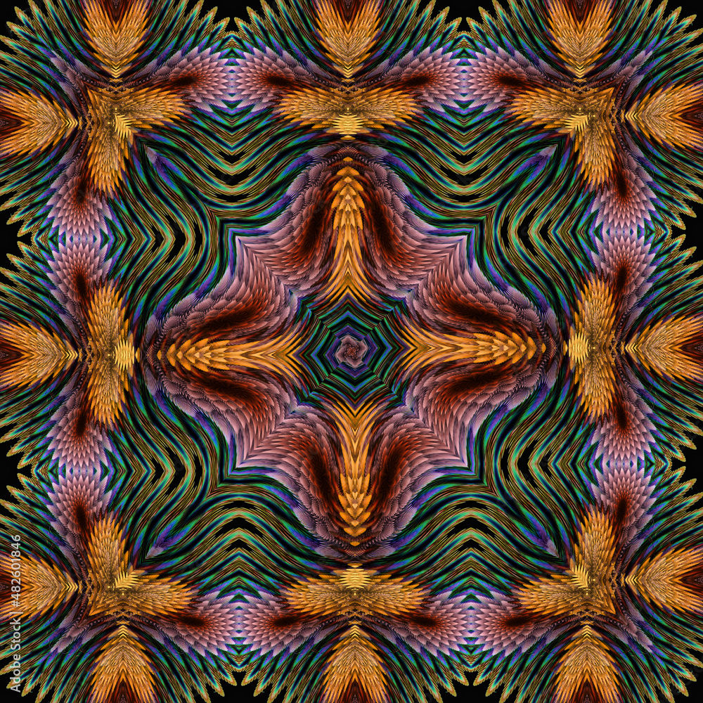 3d effect - abstract kaleidoscopic geometric fractal pattern 3d effect - abstract kaleidoscopic geometric fractal pattern