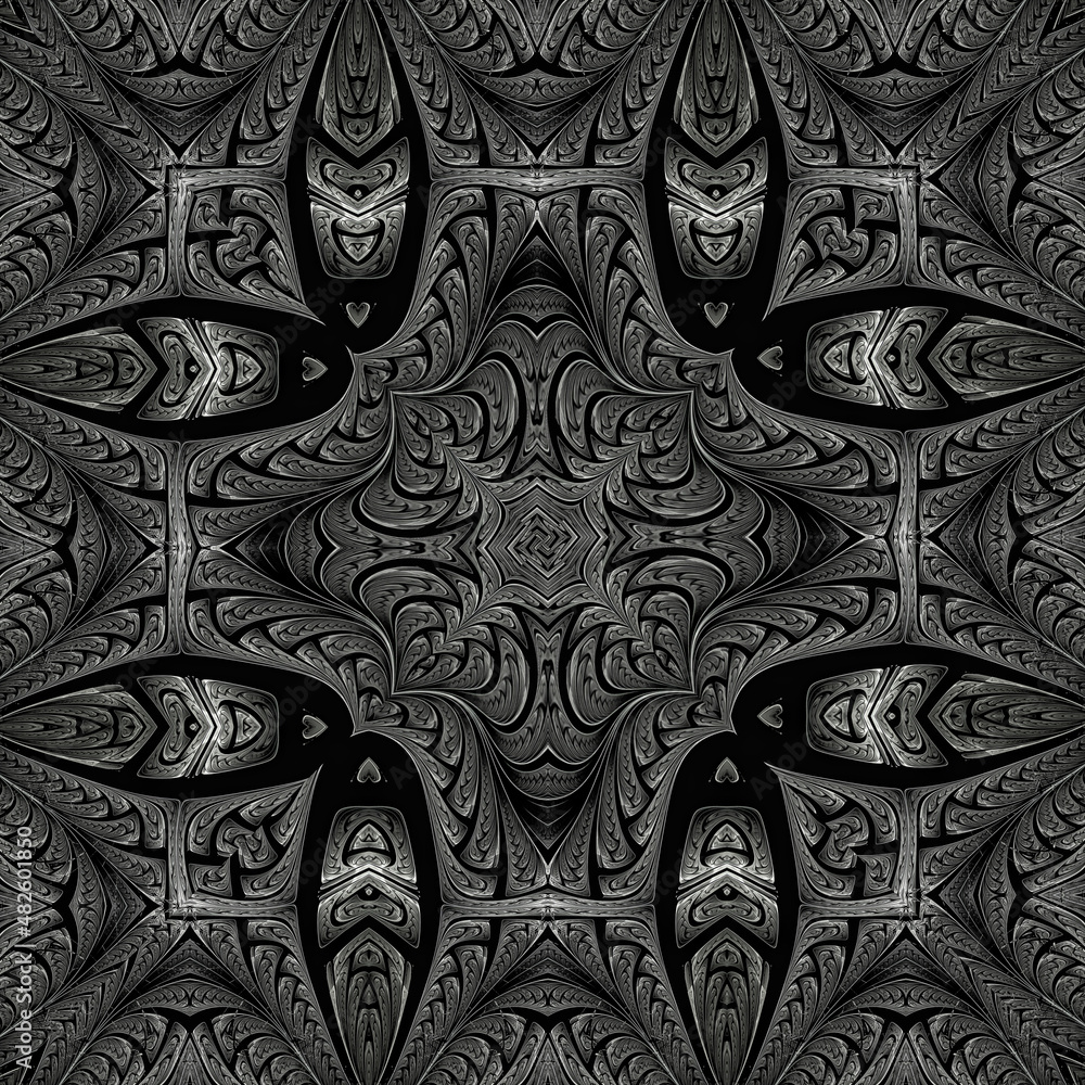 3d effect - abstract kaleidoscopic fractal pattern