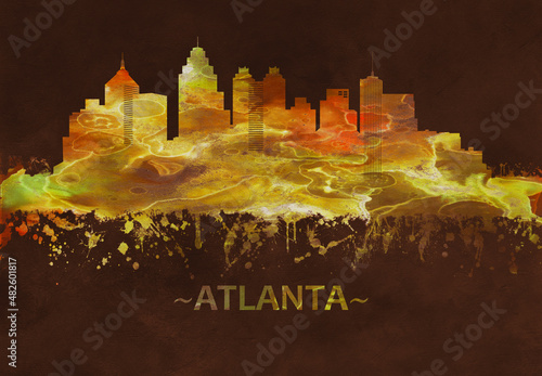 Atlanta Georgia skyline Black and Gold #482601817