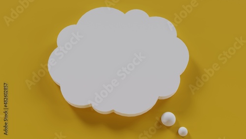 シンプルで可愛い吹き出し3Dイラスト（黄）　Simple and cute speech bubble 3D illustration (yellow)