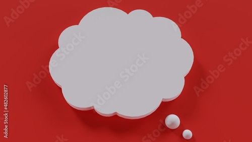シンプルで可愛い吹き出し3Dイラスト（赤）　Simple and cute speech bubble 3D illustration (red)