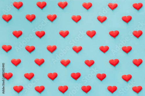 Fototapeta Naklejka Na Ścianę i Meble -  Red heart on blue background for Valentine day
