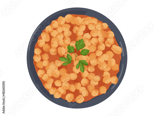 Red channa. Channa Masala indian food illustration. 
