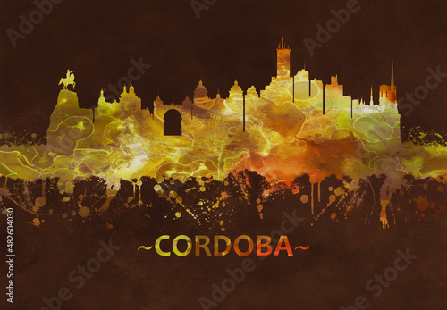 Cordoba Spain skyline Black and Gold photo