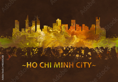 Ho Chi Minh City Vietnam skyline Black and Gold