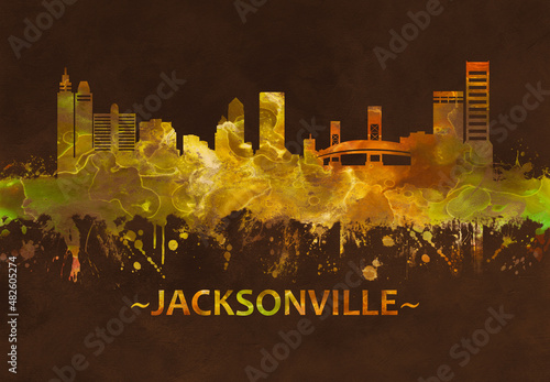 Jacksonville Florida skyline Black and Gold