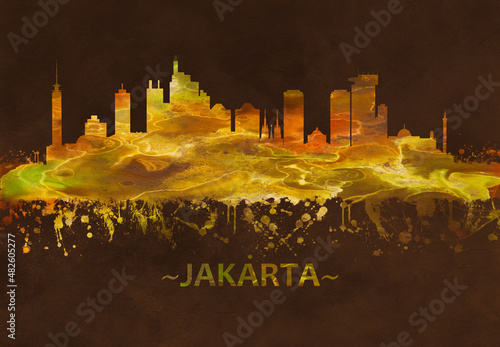 Jakarta Indonesia skyline Black and Gold
