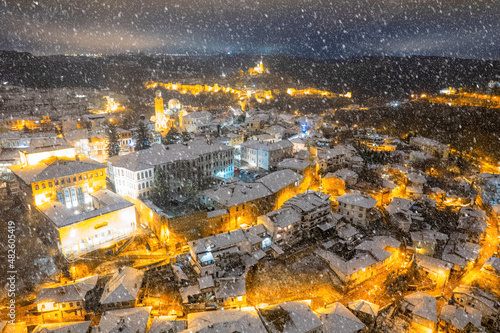 Veliko Tarnovo at winter night photo