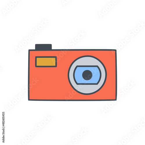 Pocket camera, Compact camera icon in color icon, isolated on white background 