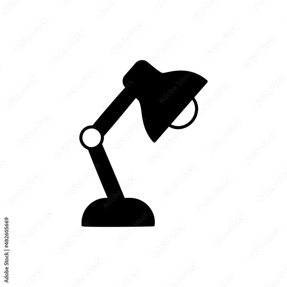 Desk lamp, Desk light icon in black flat glyph, filled style isolated on white background Desk lamp, Desk light icon in black flat glyph, filled style isolated on white background