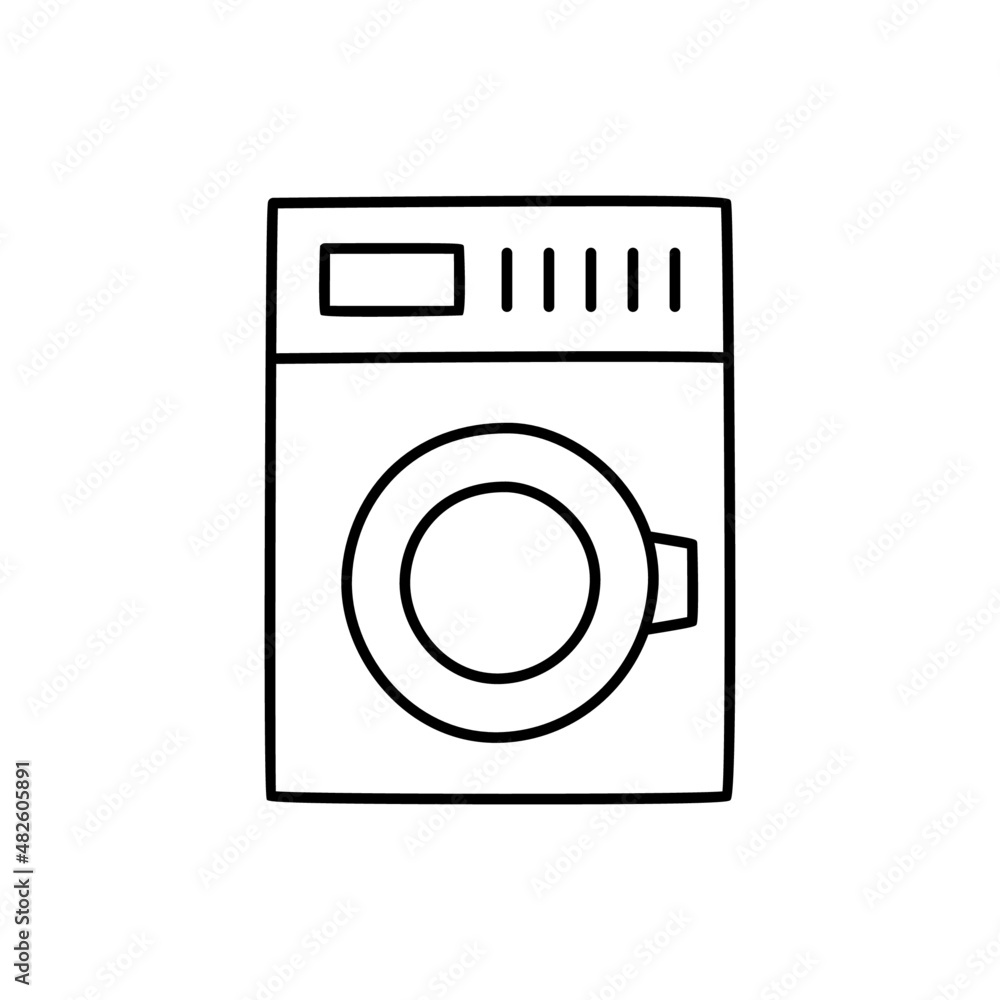 Washing machine Icon in black line style icon, style isolated on white background Washing machine Icon in black line style icon, style isolated on white background