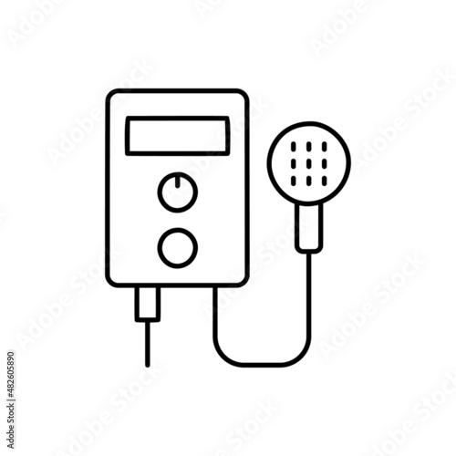 Boiler, Heater and Shower Icon in black line style icon, style isolated on white background