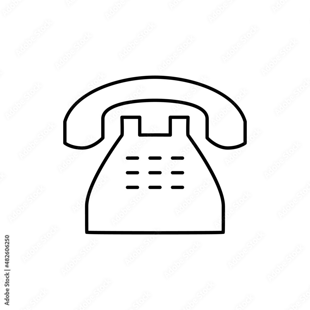 Telephone icon in black line style icon, style isolated on white background Telephone icon in black line style icon, style isolated on white background
