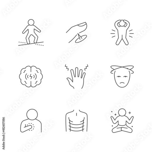 Set line icons of panic attack