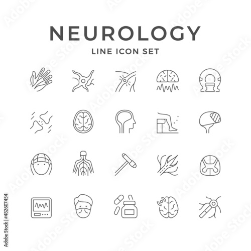 Set line icons of neurology