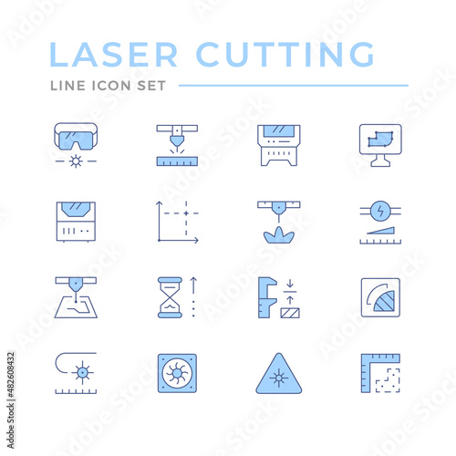 Set line icons of laser cutting