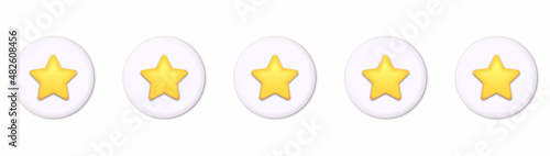 Five Star Feedback. Vector customer review concepts. Reviews stars with good and bad rate and text. 3D Web Vector Illustrations.