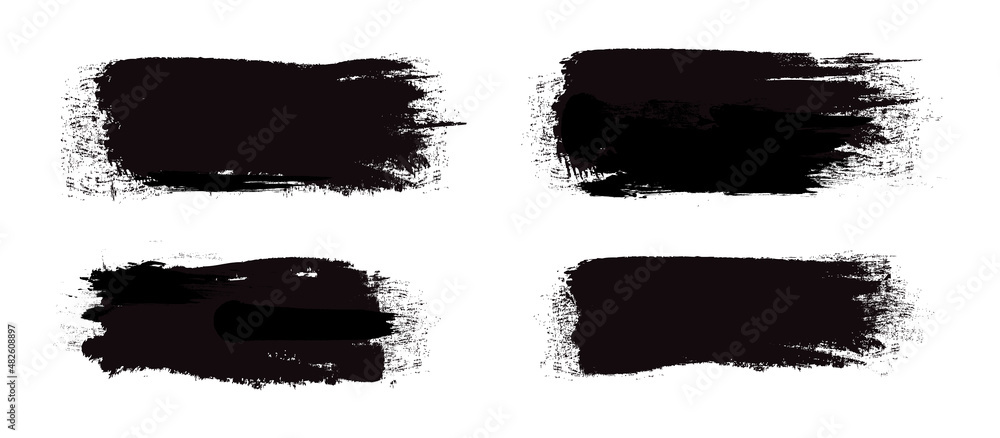 Black brush stroke set isolated on background. Collection of trendy brush stroke vector for black ink paint, grunge backdrop, dirt banner, watercolor design and dirty texture. Brush stroke vector	
