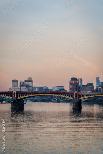View of Vauxhall Bridge over the River Thames at sunset  London  England  UK