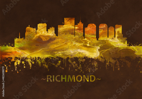 Richmond Virginia skyline Black and Gold photo