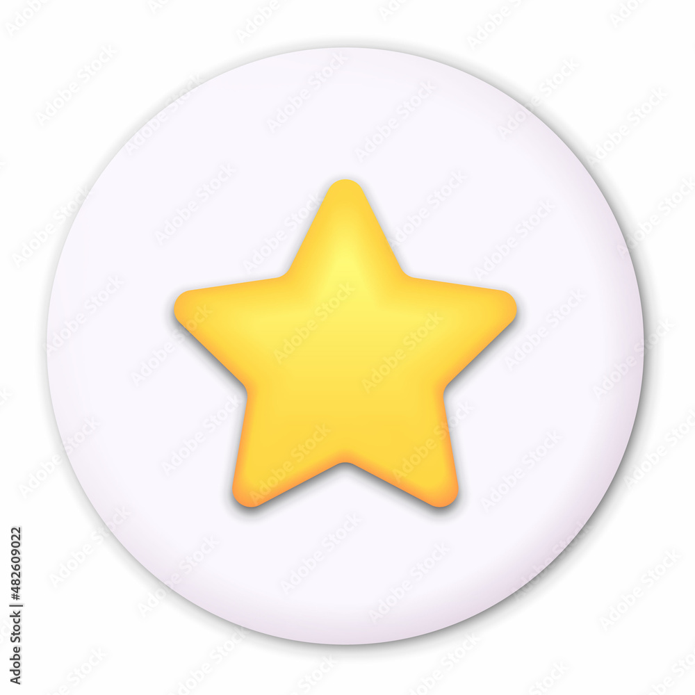 Star, glossy yellow color. Customer rating feedback concept from the client about employee of website. 3d design of the object. For mobile applications. Vector illustration Star, glossy yellow color. Customer rating feedback concept from the client about employee of website. 3d design of the object. For mobile applications. Vector illustration
