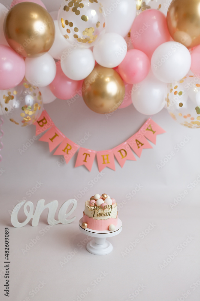 Cake smash first birthday cake pink girl Cake smash first birthday cake pink girl