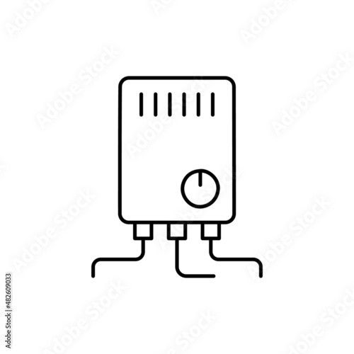Boiler, Heater and Shower Icon in black line style icon, style isolated on white background