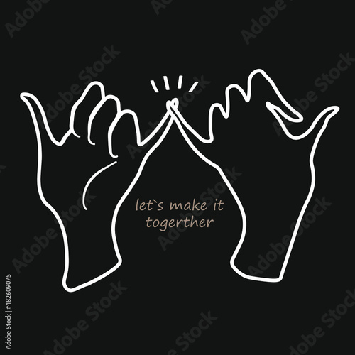 Oath on little fingers, Hands, Pinky oath on black background