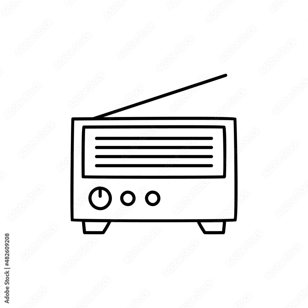 Radio icon in black line style icon, style isolated on white background Radio icon in black line style icon, style isolated on white background
