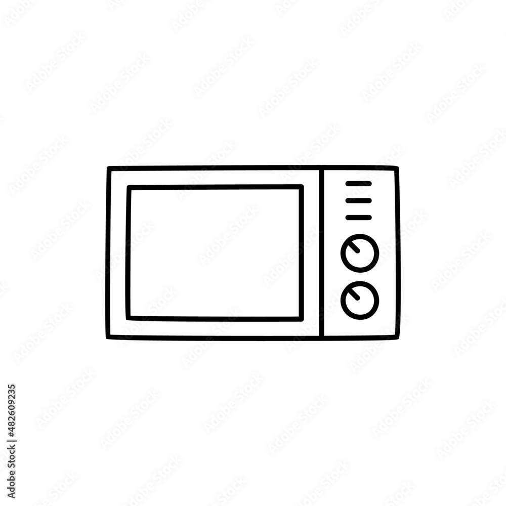Microwave Icon in black line style icon, style isolated on white background Microwave Icon in black line style icon, style isolated on white background